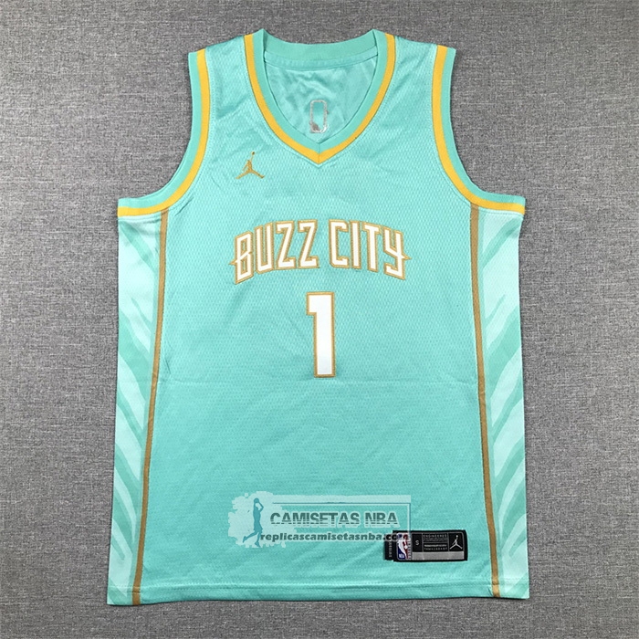Camiseta Nino Charlotte Hornets Lamelo Ball NO 1 Ciudad 2023-24 Verde